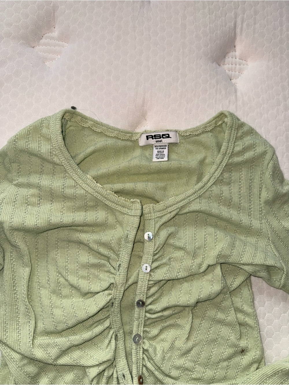 RSQ Light Sage Green Ribbed Button-Up Top - Picture 4 of 4